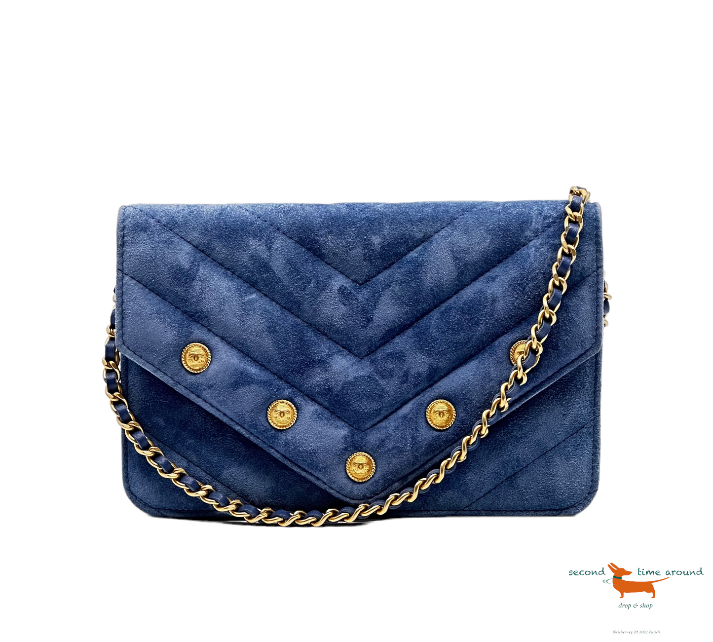 Chanel Chevron CC Button Flap Bag