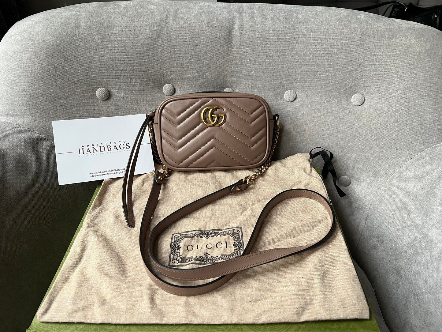 Gucci GG Dusty Pink Marmont Mini Shoulder Bag (RRP Â£1,160)