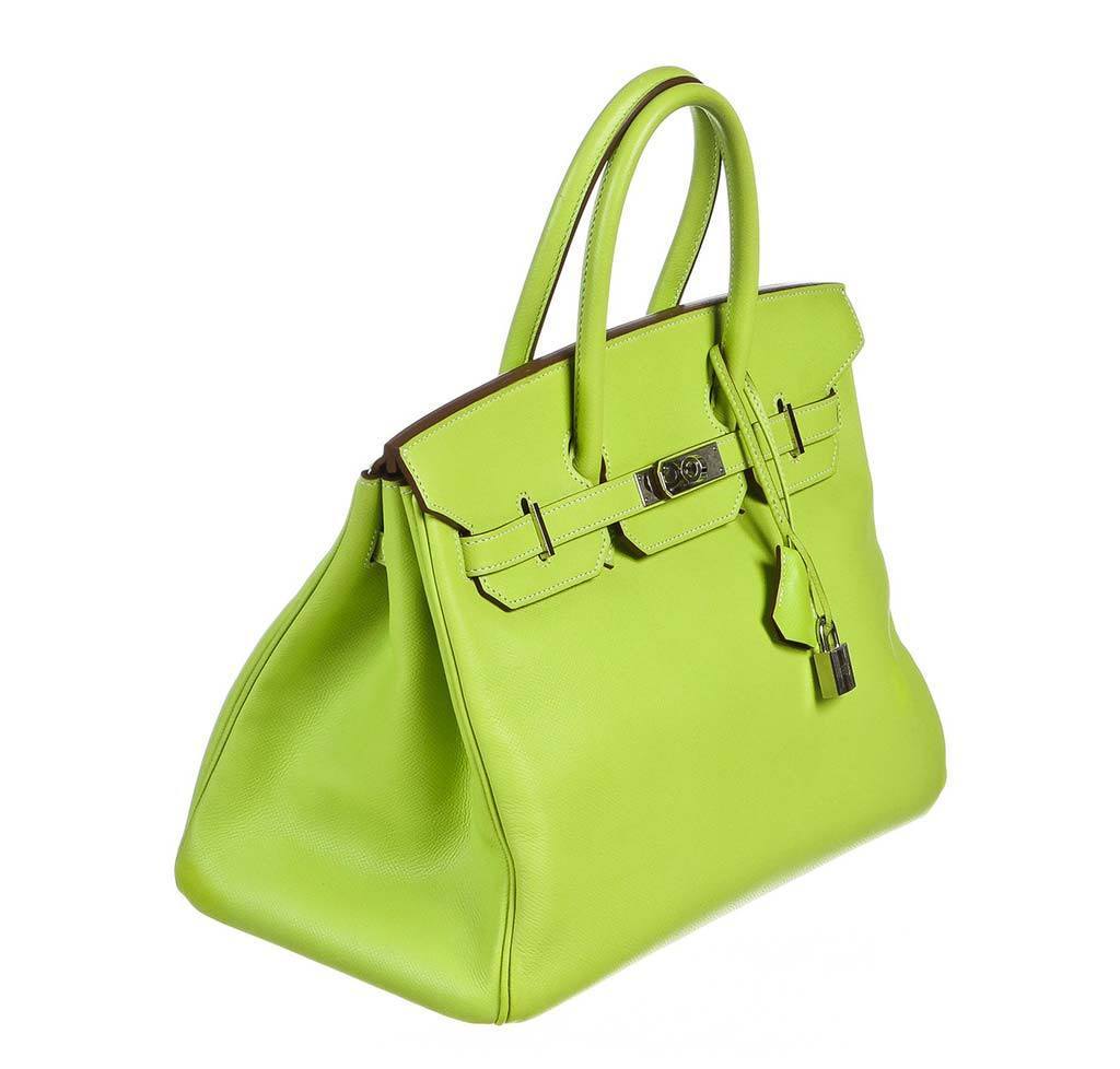 HermÃƒÆ’Ã‚Â¨s Birkin 35 Kiwi Lichen Candy Collection Bag