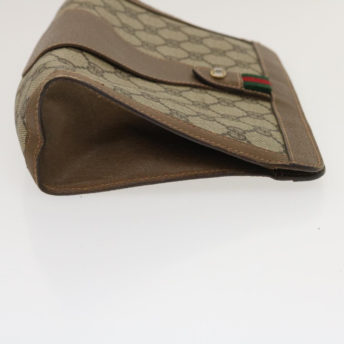 GUCCI GG Canvas Web Sherry Line Clutch Bag Beige Red Green jk1329