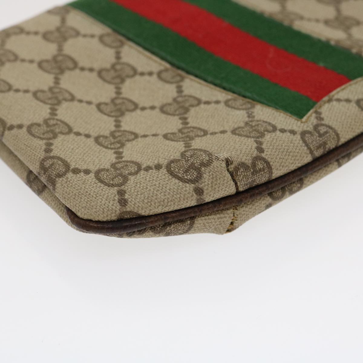 GUCCI Web Sherry Line GG Canvas Pouch Red Green Brown jk1495