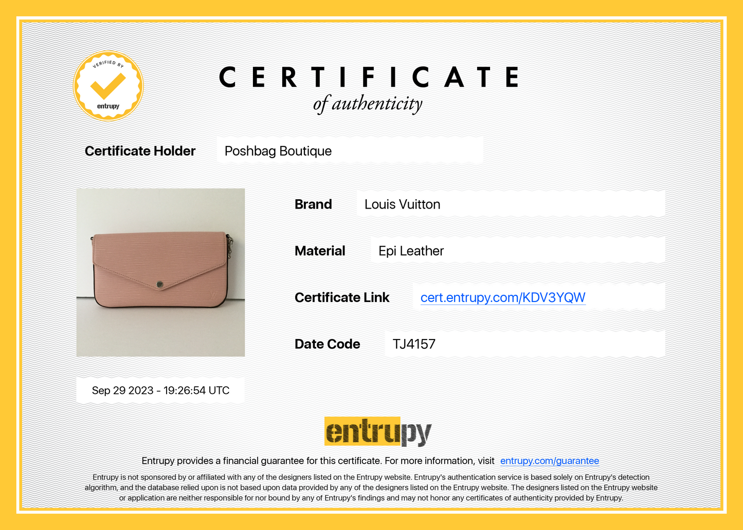 Louis Vuitto Felicie Epi Leather Pochette Bag
