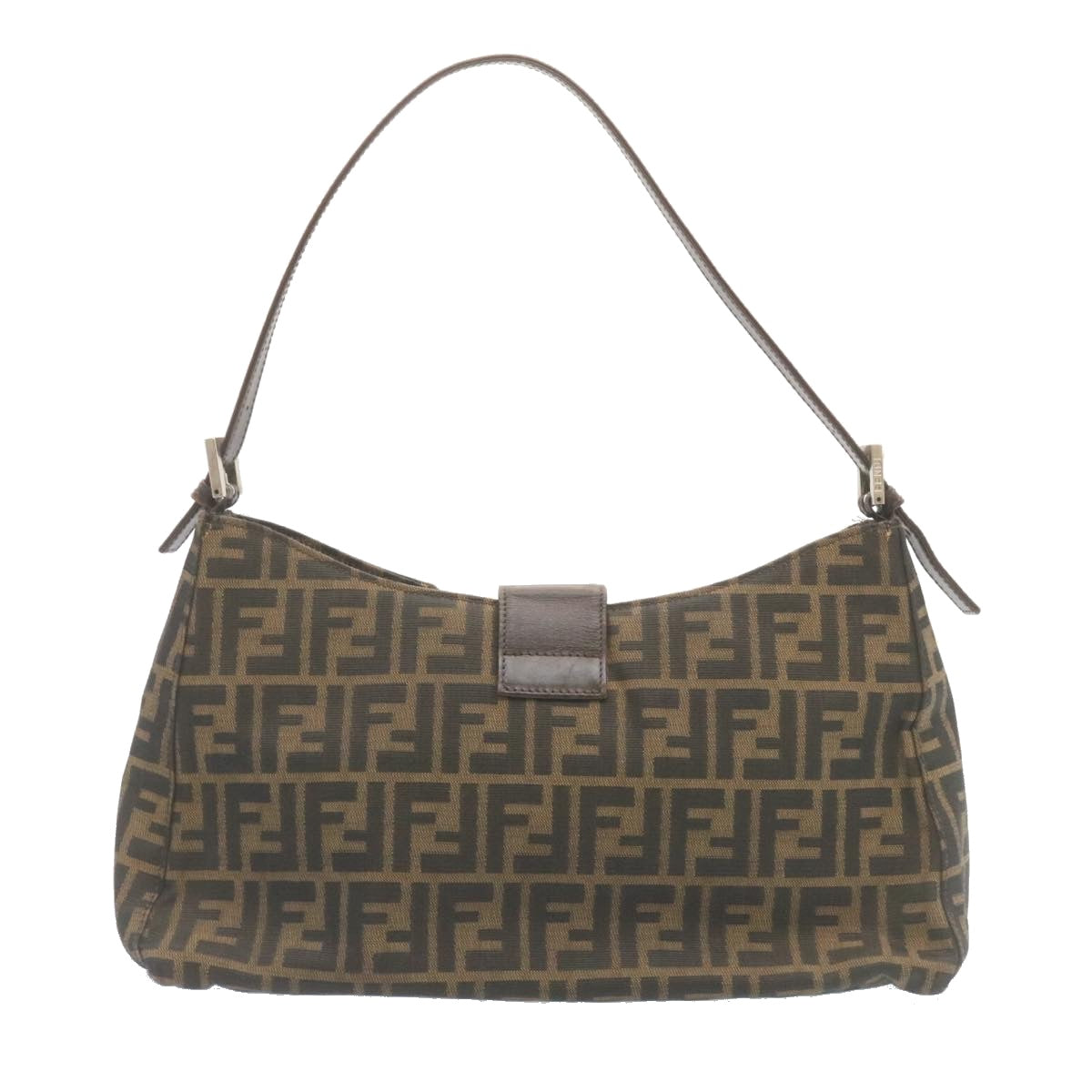 FENDI Zucca Canvas Mamma Baguette Shoulder Bag Brown Black ki1362