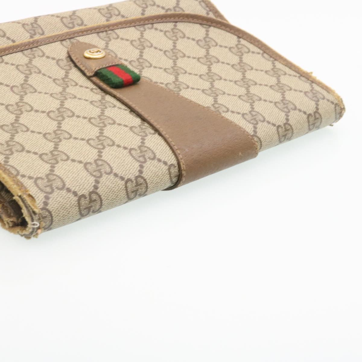 GUCCI Web Sherry Line GG Canvas Clutch Bag Beige Red Green ki1633