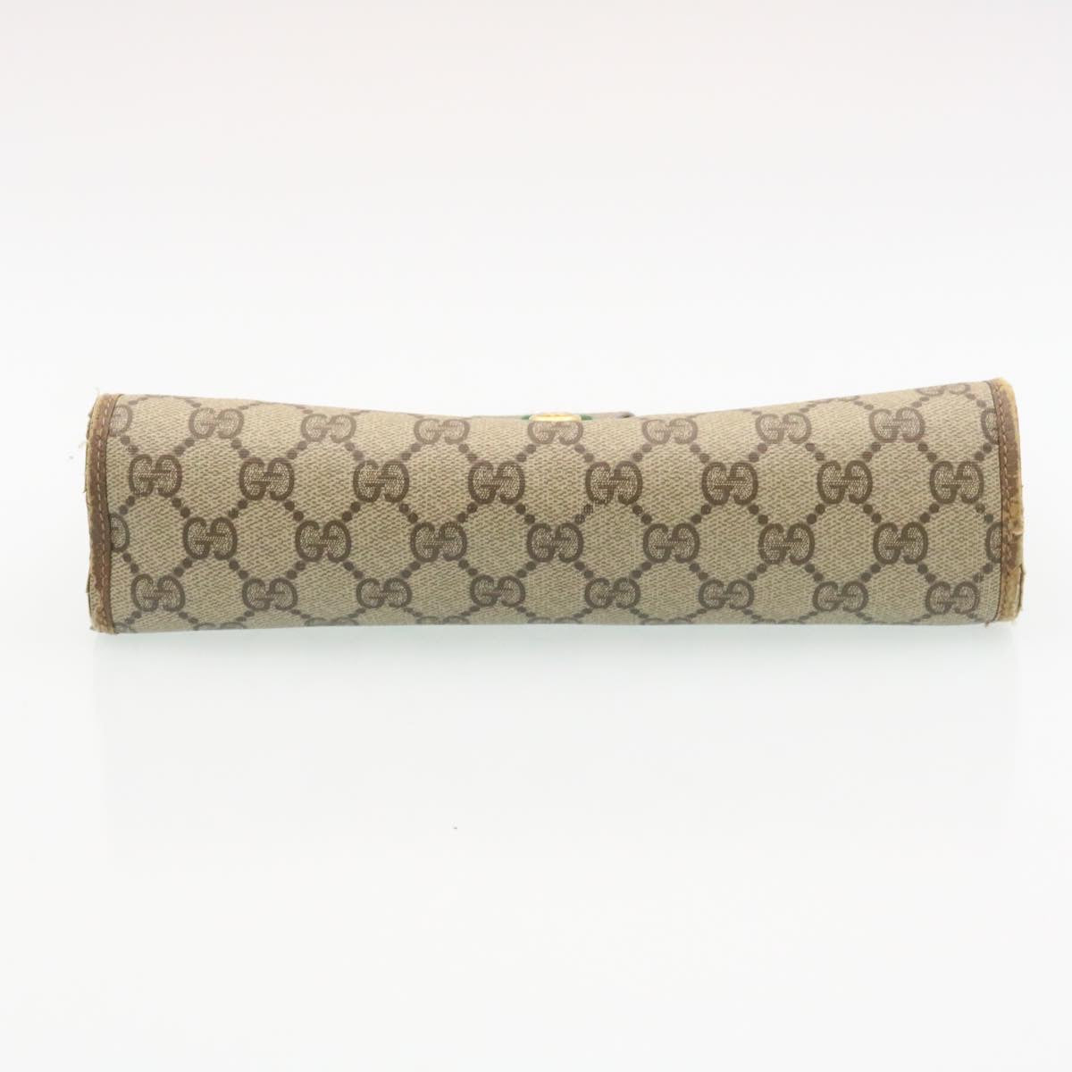 GUCCI Web Sherry Line GG Canvas Clutch Bag Beige Red Green ki1633