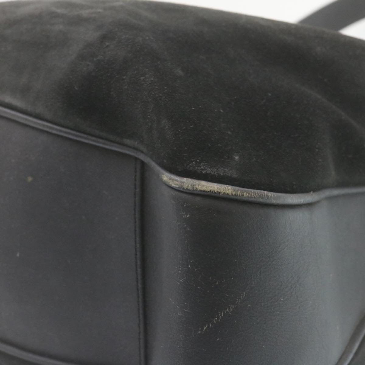 GUCCI Bamboo Shoulder Bag Suede 2Way Hand Bag Black ki1651