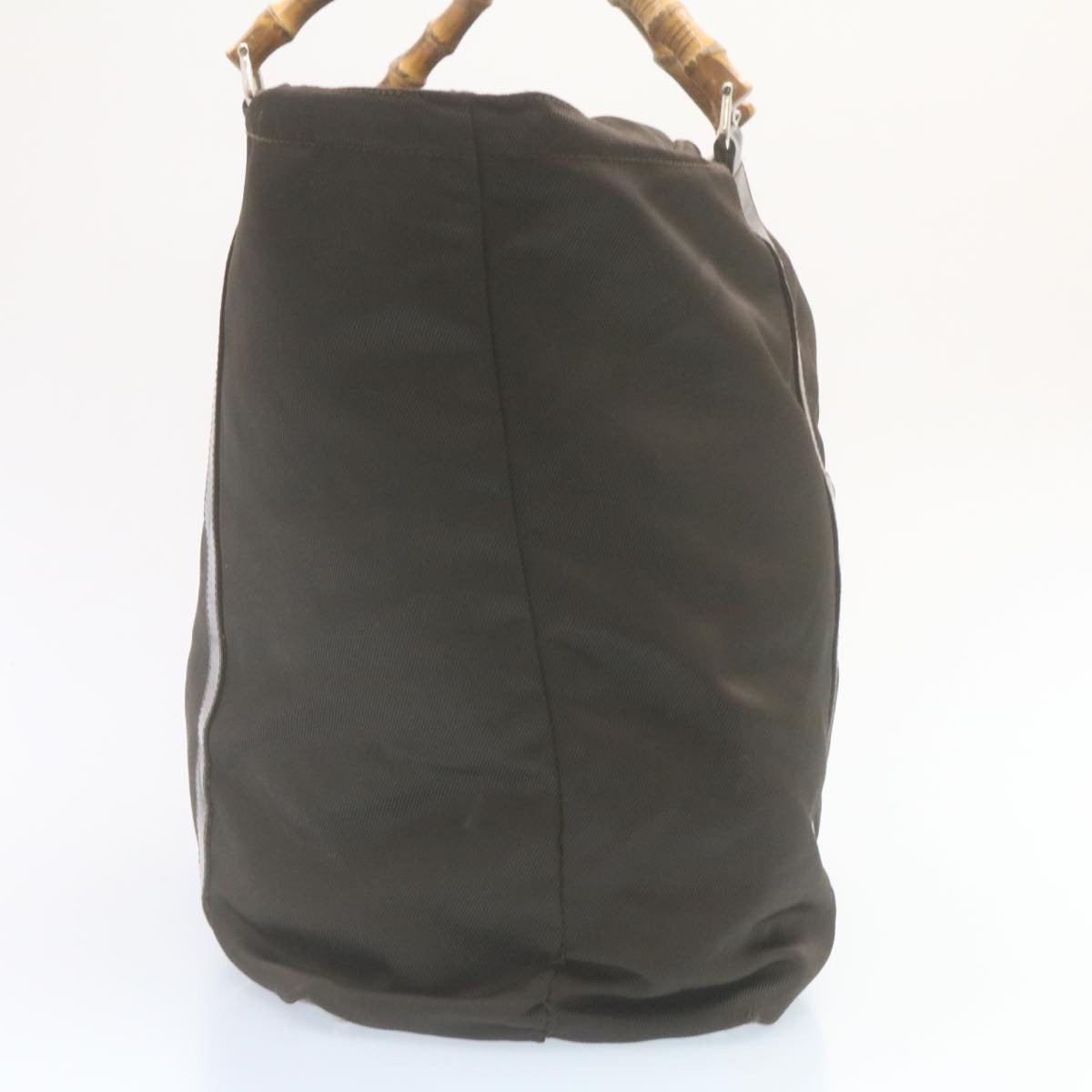 GUCCI Bamboo Boston Bag Nylon Brown ki1686
