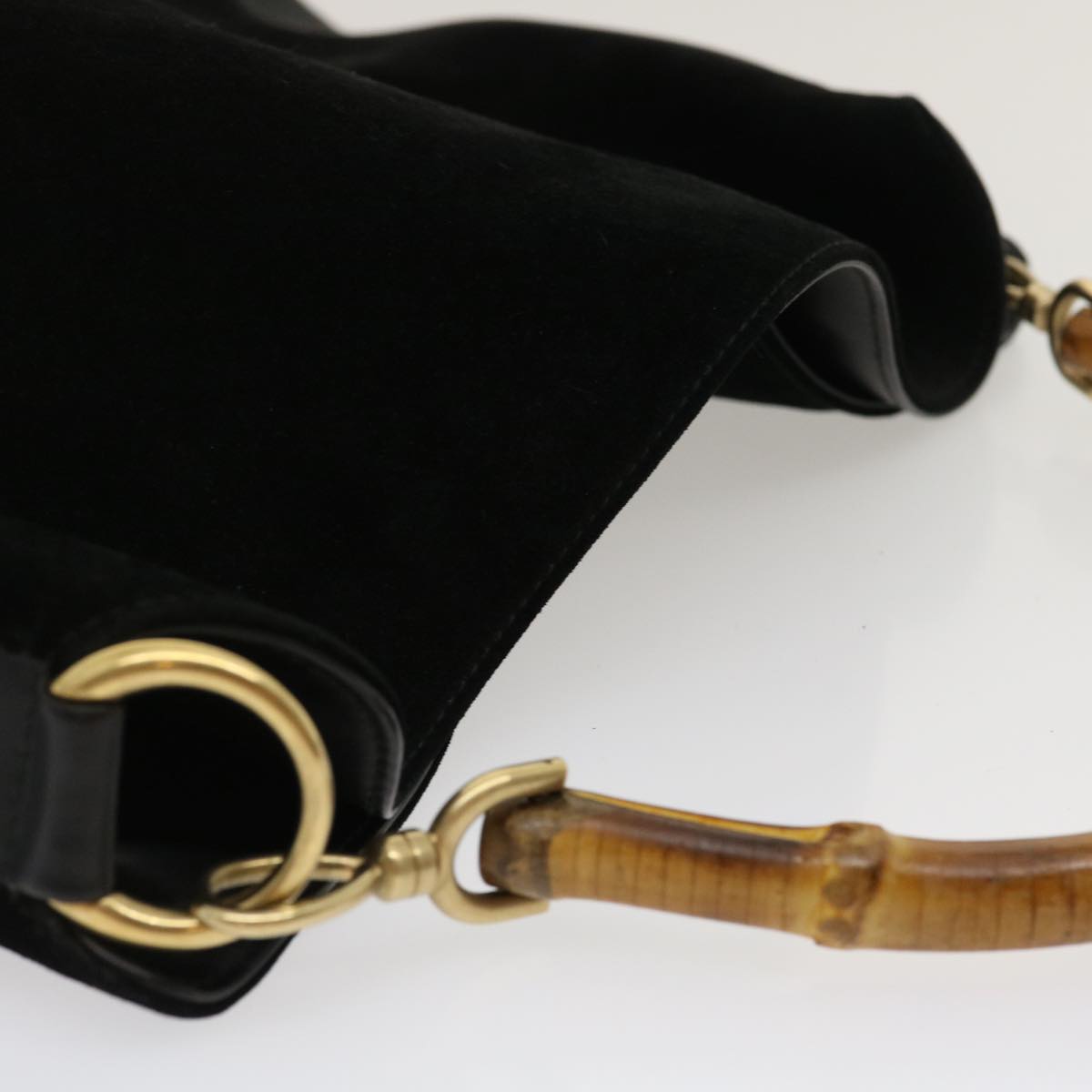 GUCCI Bamboo Shoulder Bag Leather Suede Brown ki1821