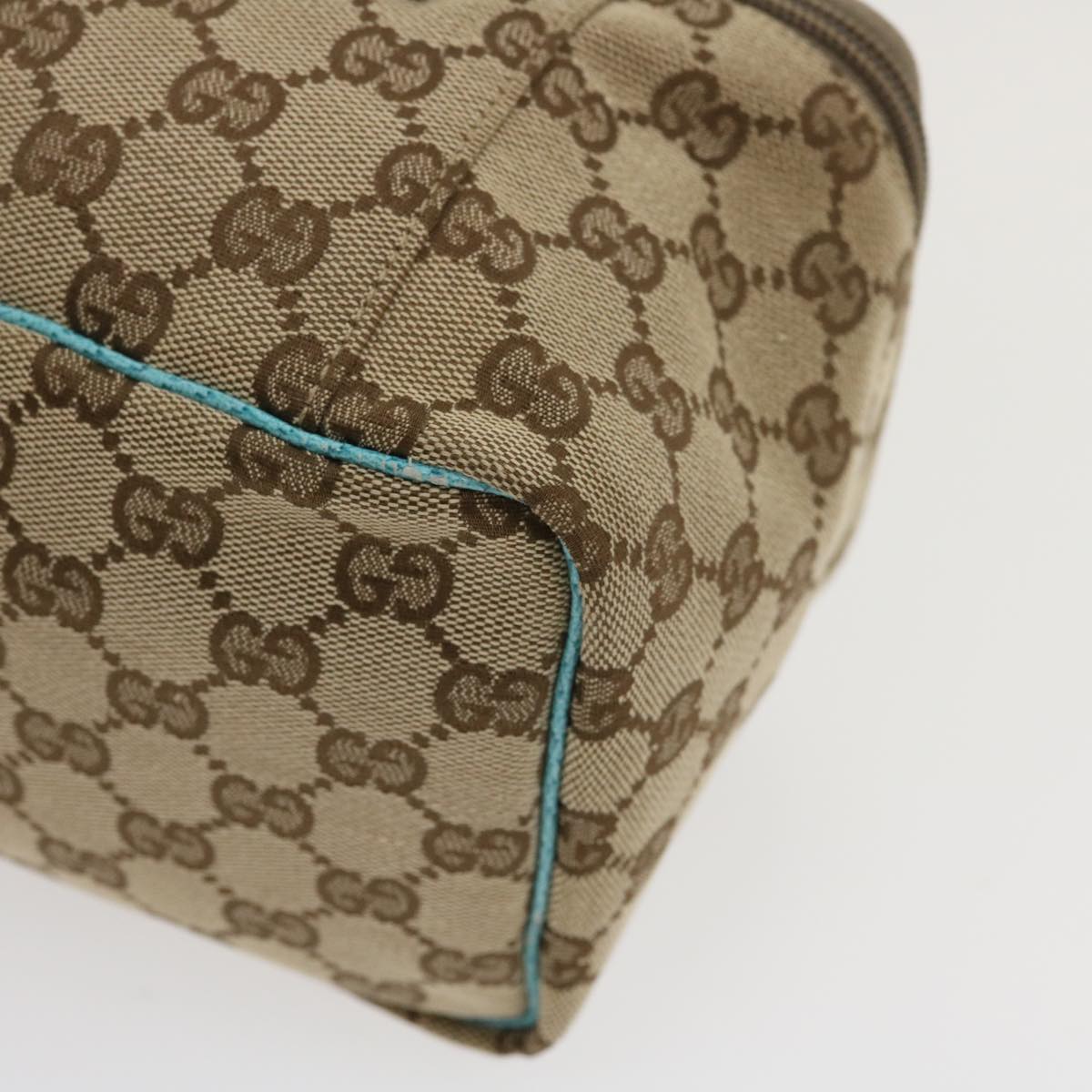 GUCCI GG Canvas Hand Bag Turquoise Blue Brown ki1827