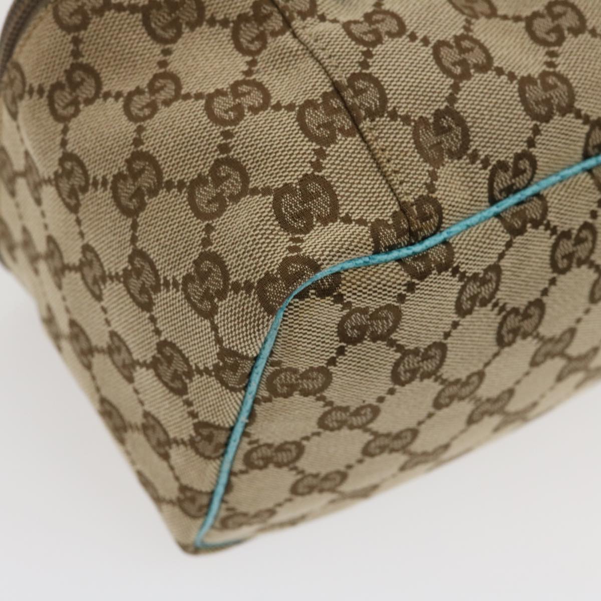 GUCCI GG Canvas Hand Bag Turquoise Blue Brown ki1827