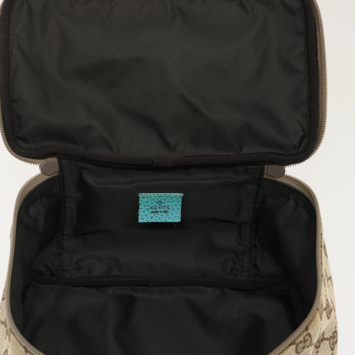 GUCCI GG Canvas Hand Bag Turquoise Blue Brown ki1827