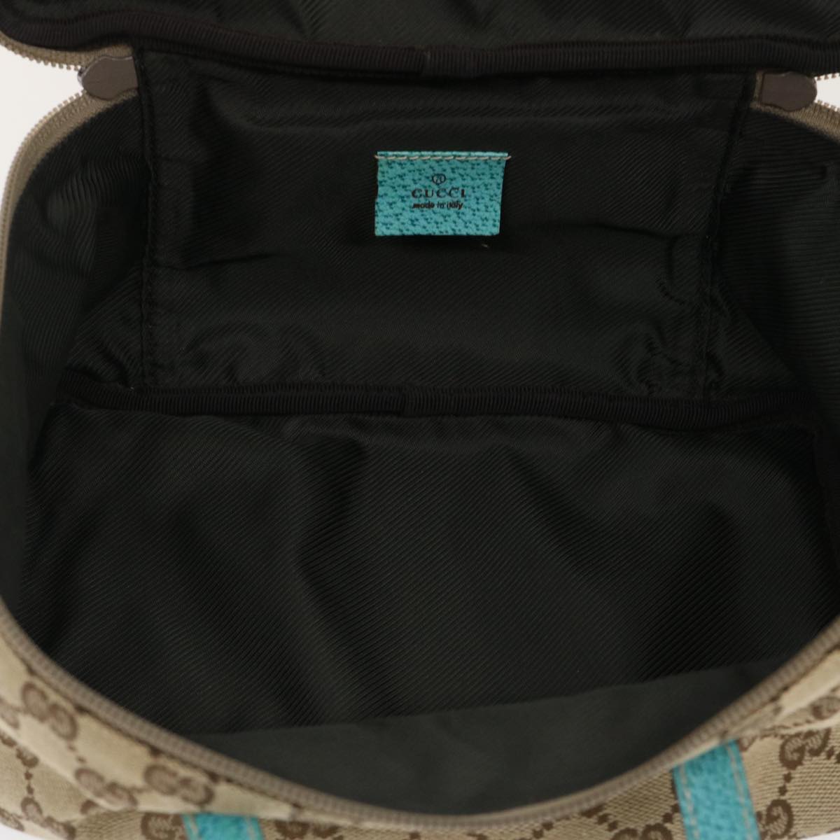 GUCCI GG Canvas Hand Bag Turquoise Blue Brown ki1827