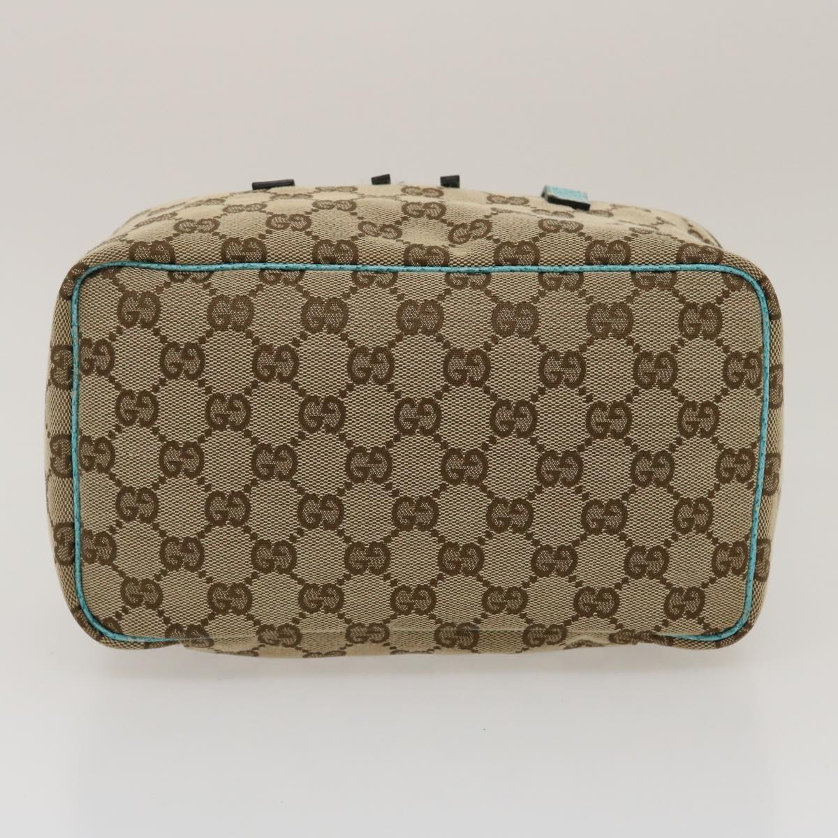 GUCCI GG Canvas Hand Bag Turquoise Blue Brown ki1827