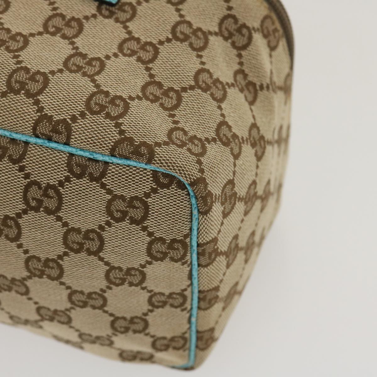 GUCCI GG Canvas Hand Bag Turquoise Blue Brown ki1827