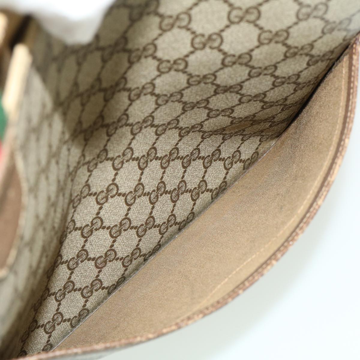 GUCCI Web Sherry Line GG Canvas Tote Bag Red Green Brown ki1846