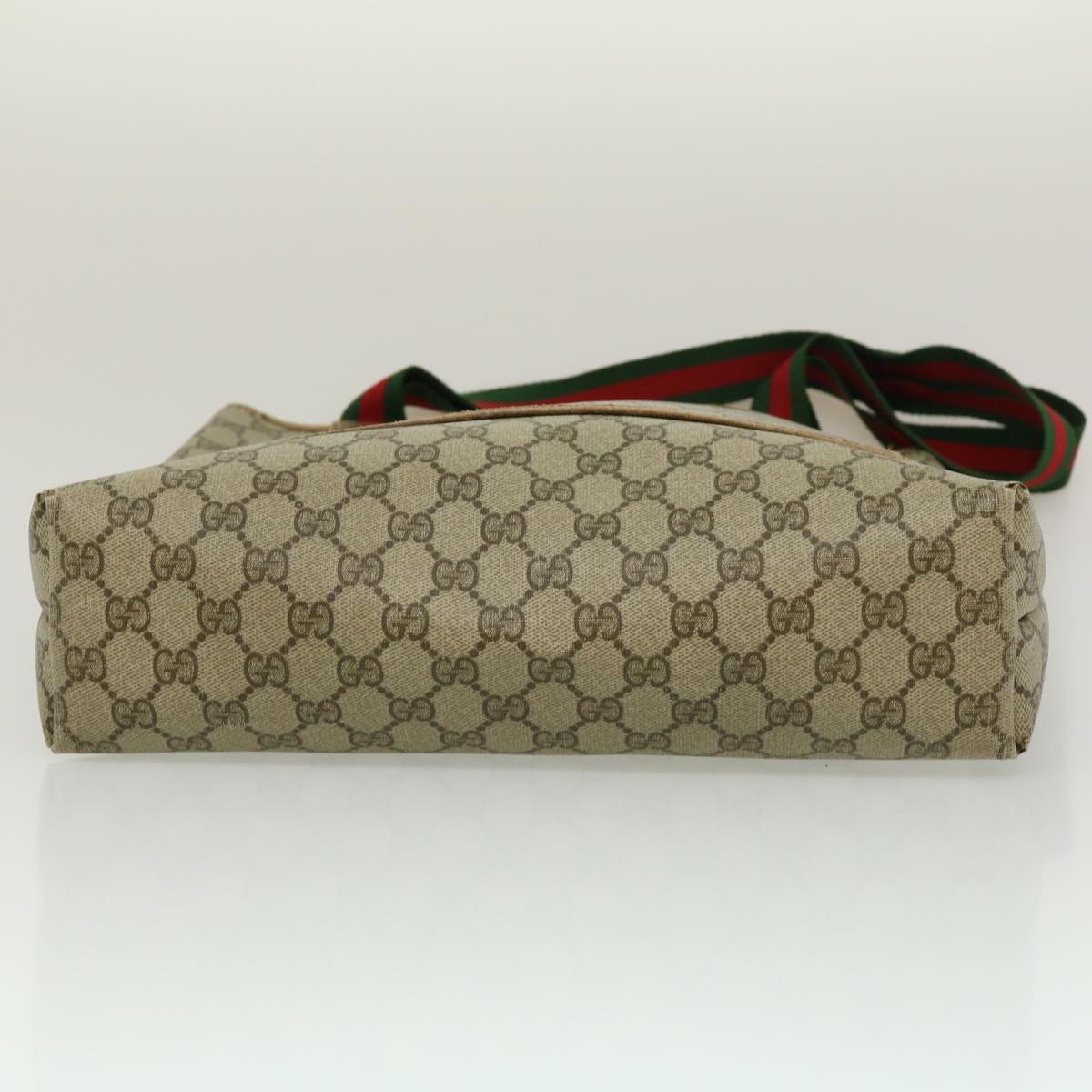 GUCCI Web Sherry Line GG Canvas Tote Bag Red Green Brown ki1846