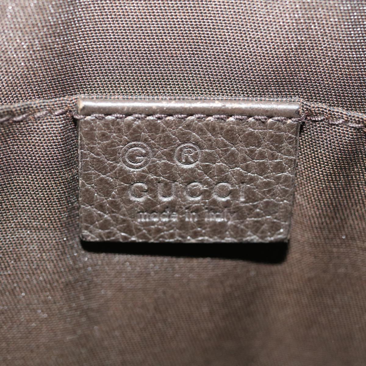 GUCCI Clutch Bag Leather Bamboo Brown ki1847