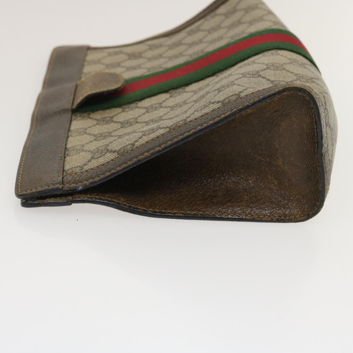 GUCCI Web Sherry Line GG Canvas Clutch Bag Beige Red Green ki1942