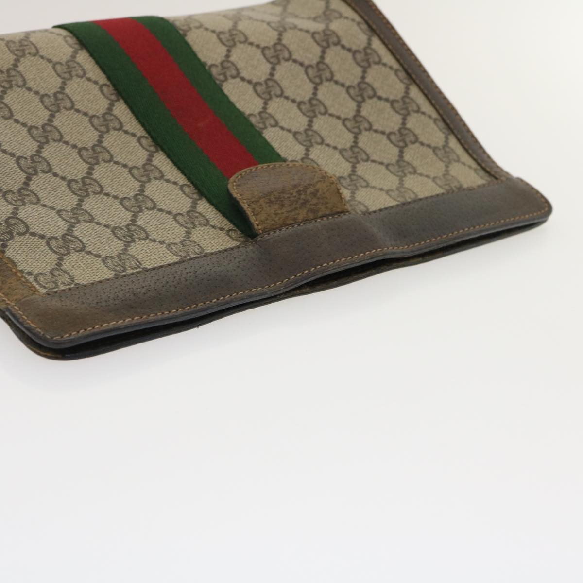 GUCCI Web Sherry Line GG Canvas Clutch Bag Beige Red Green ki1942