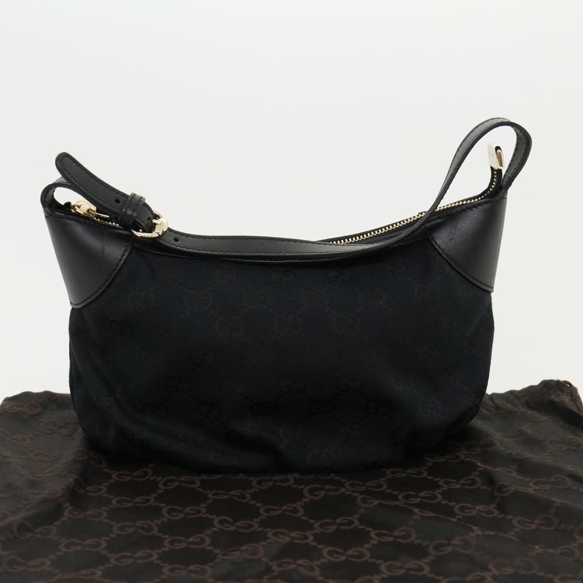 GUCCI GG Canvas Web Sherry Line Pouch Black Red Green ki2089A