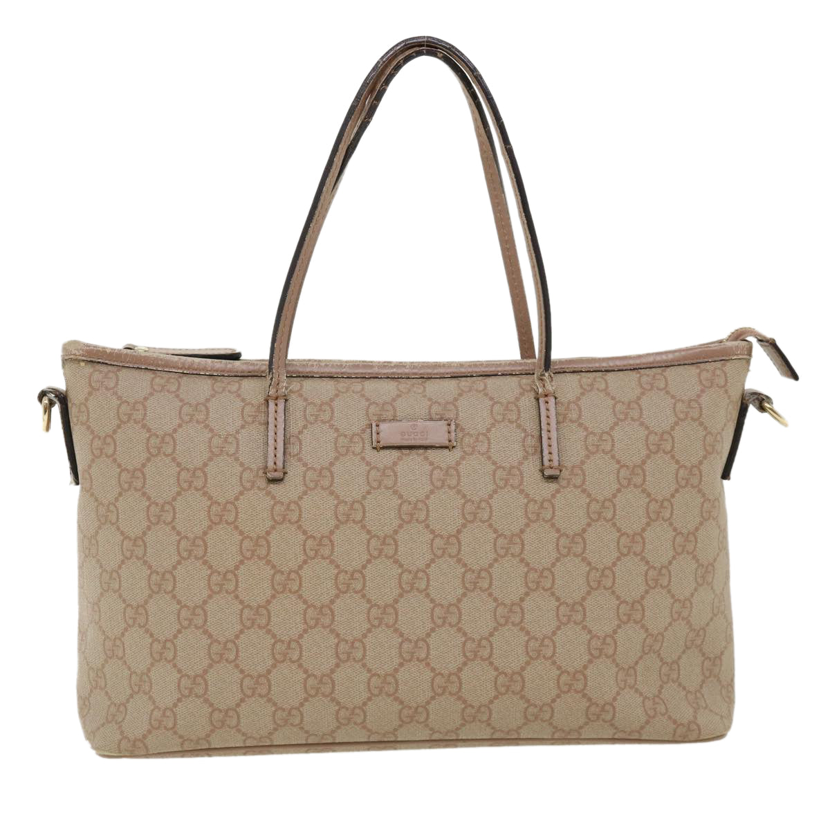 GUCCI GG Canvas Hand Bag PVC Leather 2way Beige 353439 ki2174
