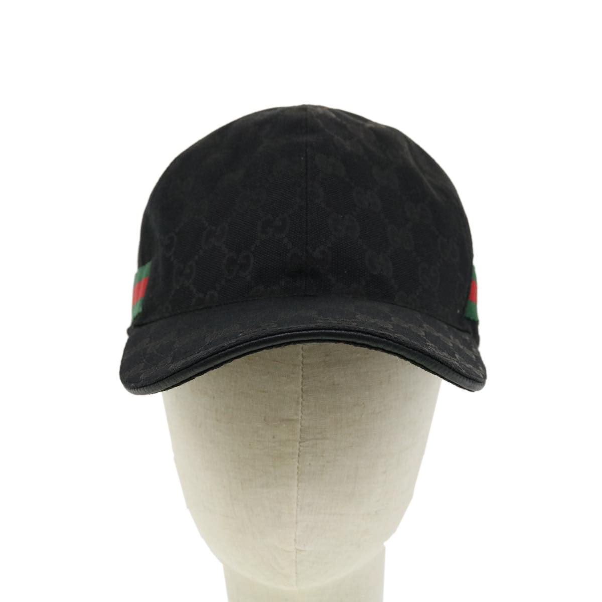 GUCCI GG Canvas Web Sherry Line Cap L Black Green Red ki2227