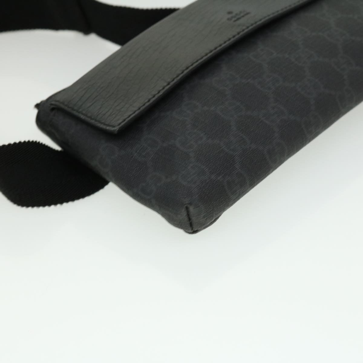 GUCCI GG Canvas Waist Bag PVC Leather Black ki2372
