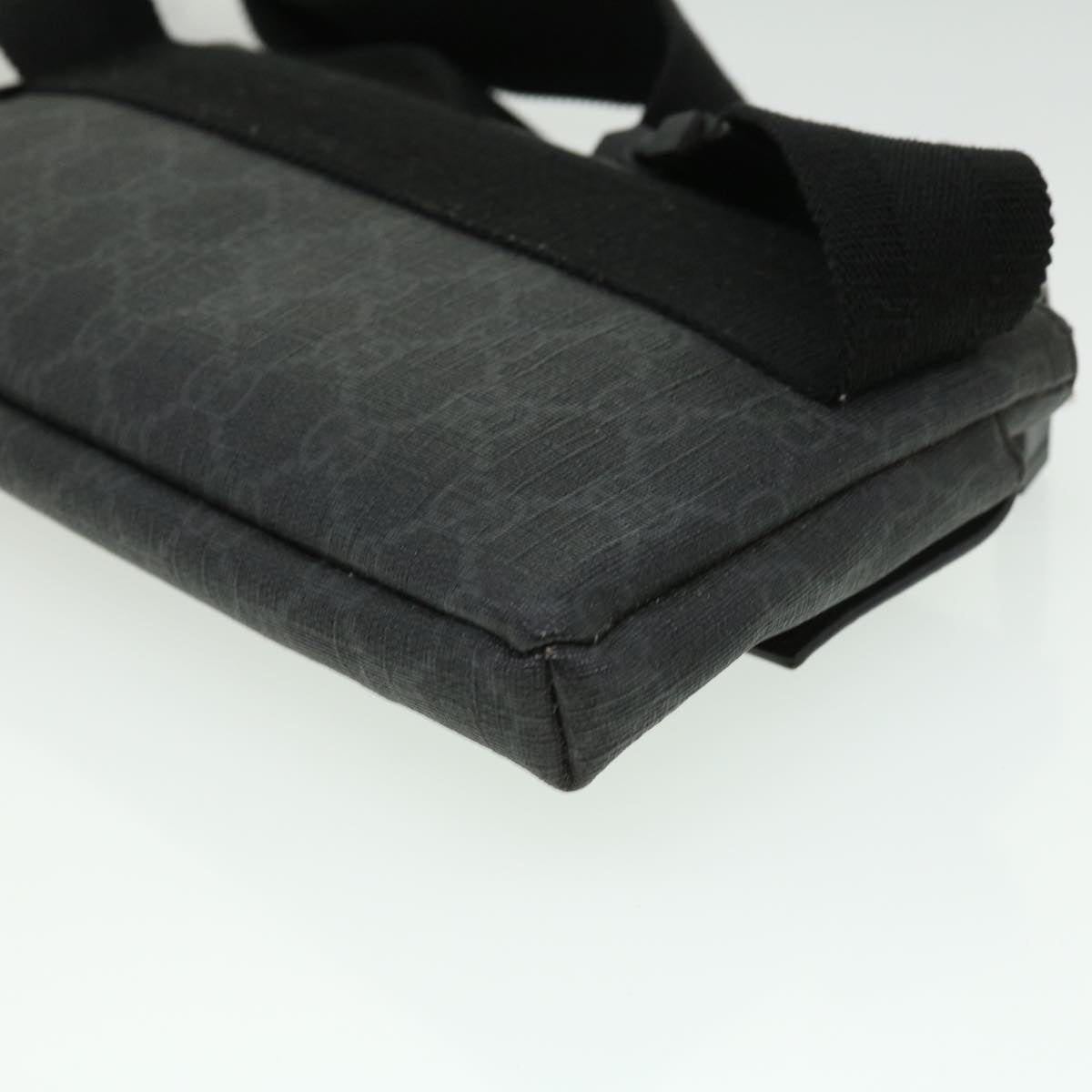 GUCCI GG Canvas Waist Bag PVC Leather Black ki2372