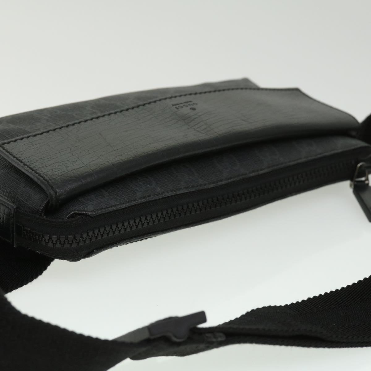 GUCCI GG Canvas Waist Bag PVC Leather Black ki2372