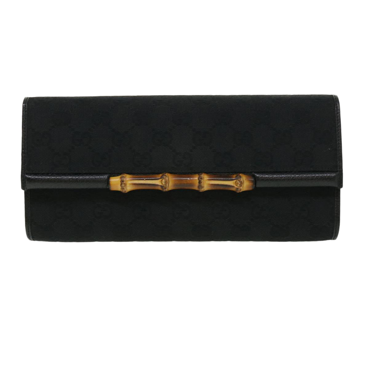 GUCCI GG Canvas Bamboo Shoulder Bag Black ki2375