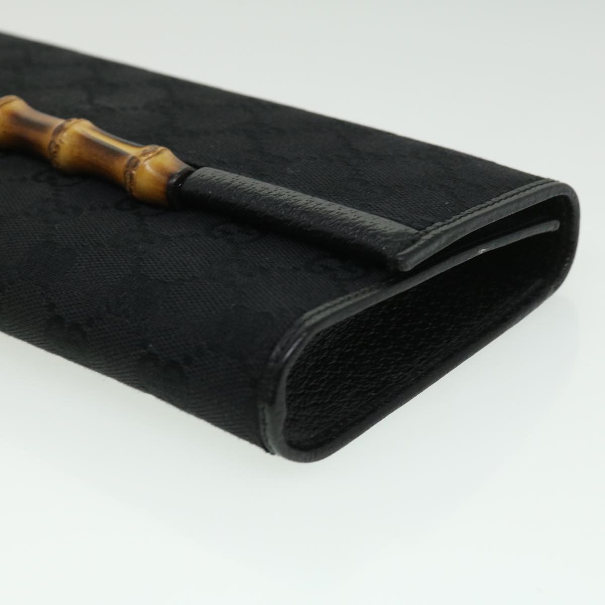 GUCCI GG Canvas Bamboo Shoulder Bag Black ki2375