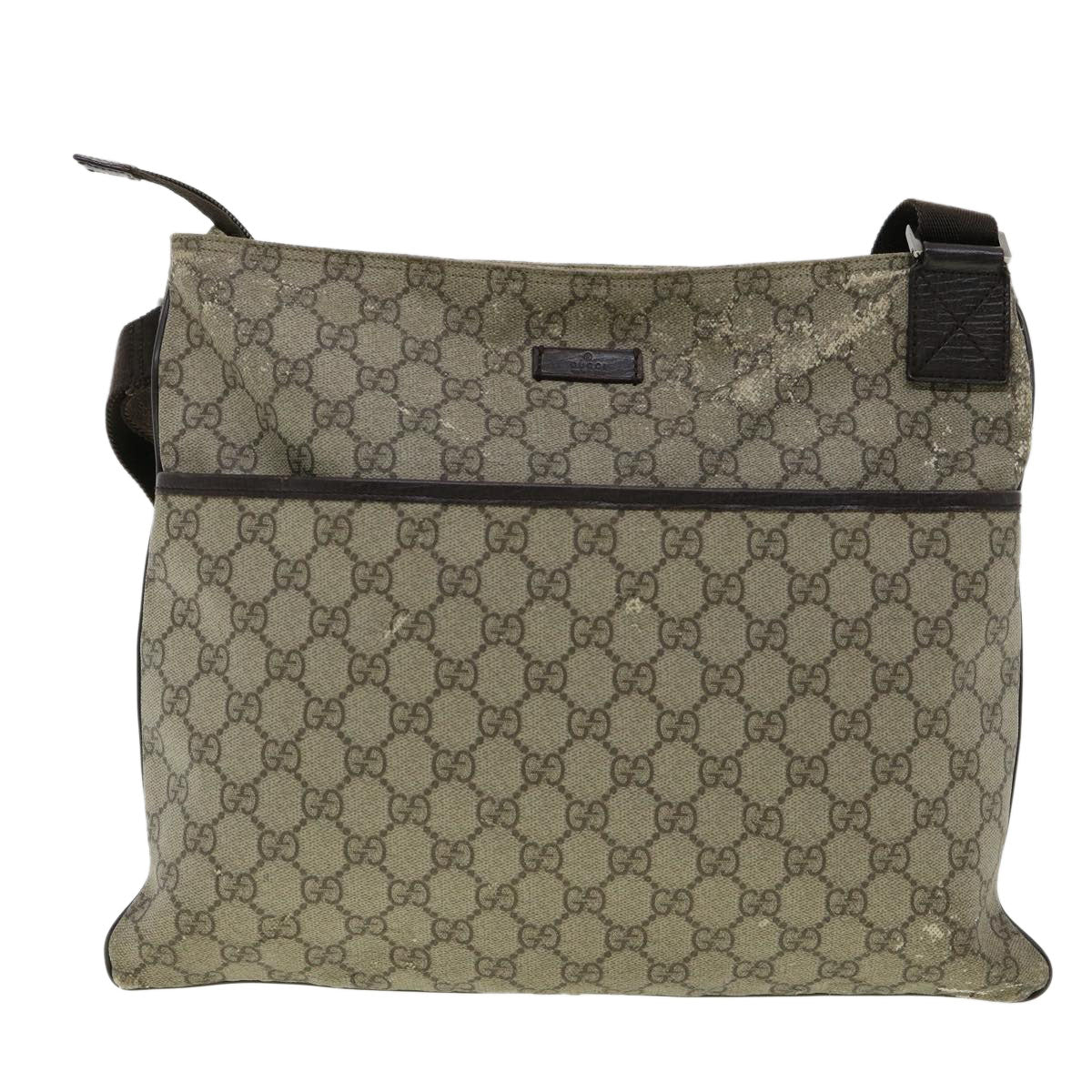 GUCCI GG Canvas Shoulder Bag PVC Leather Beige ki2436