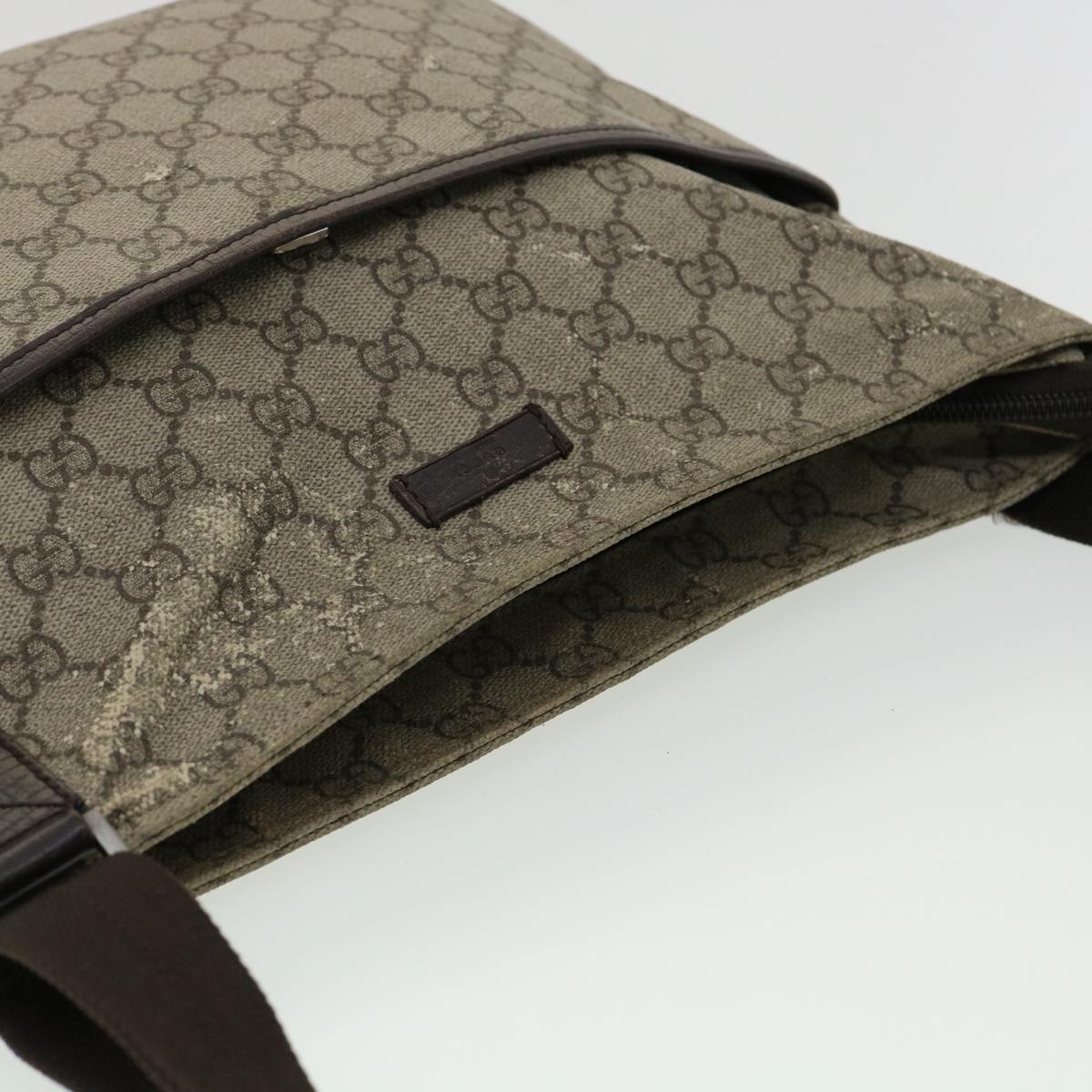 GUCCI GG Canvas Shoulder Bag PVC Leather Beige ki2436