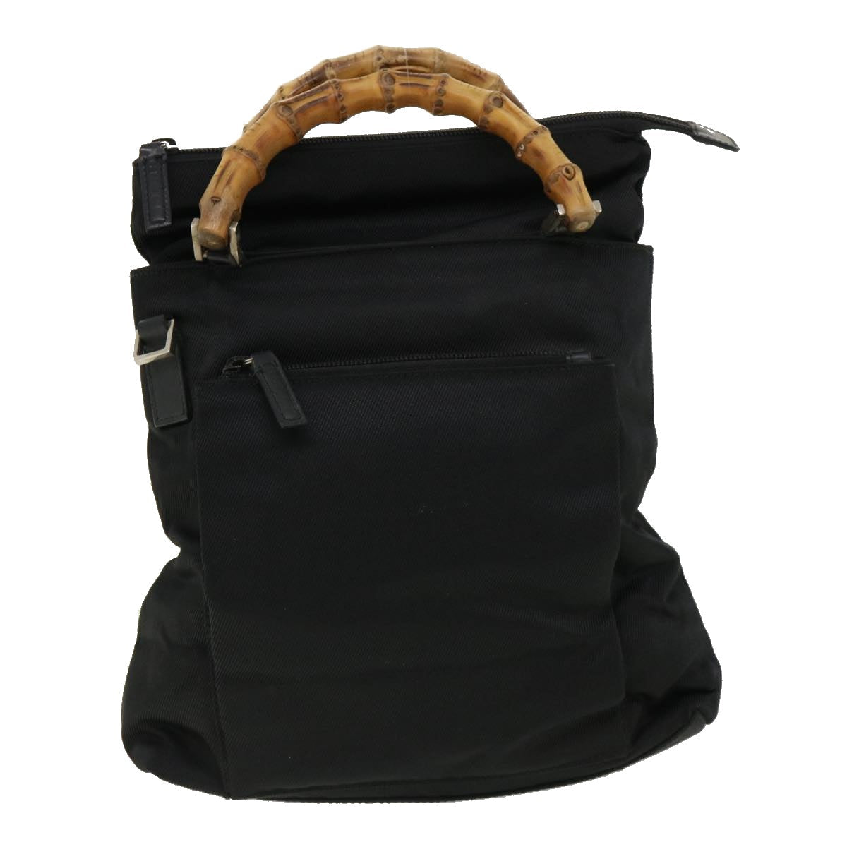 GUCCI Bamboo Hand Bag Nylon Black ki2495