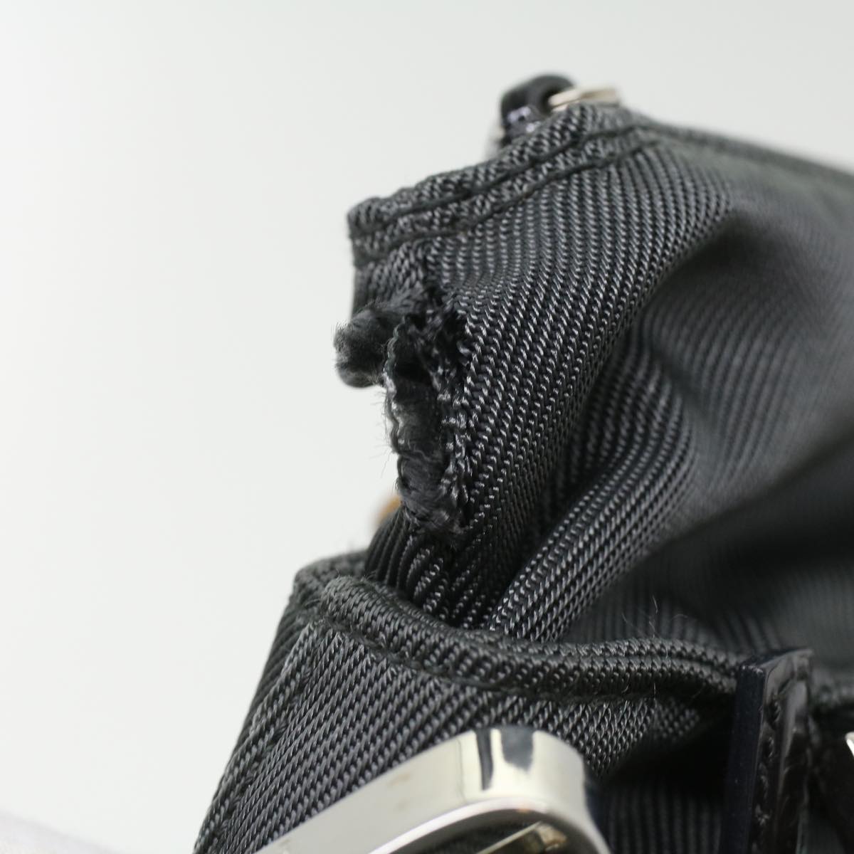 GUCCI Bamboo Hand Bag Nylon Gray ki2537