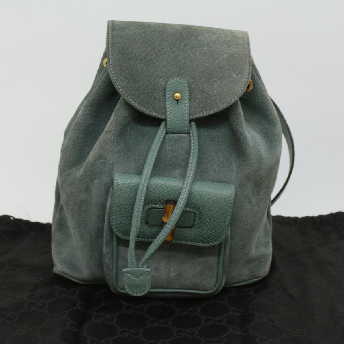 GUCCI Backpack Suede Light Blue ki2563