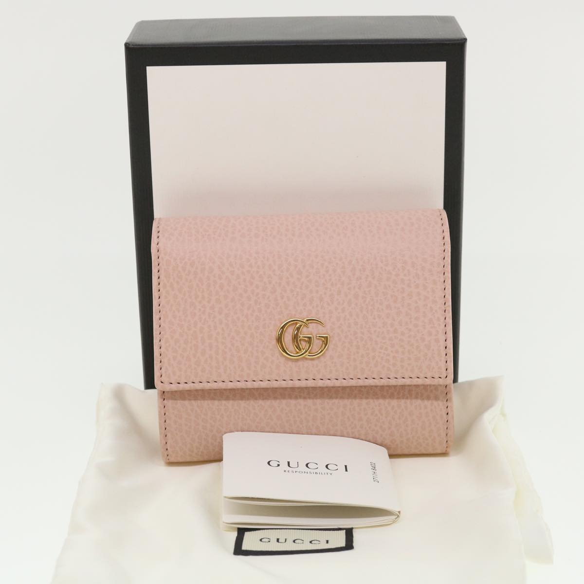 GUCCI GG Marmont Wallet Leather Pink 546584 ki2633