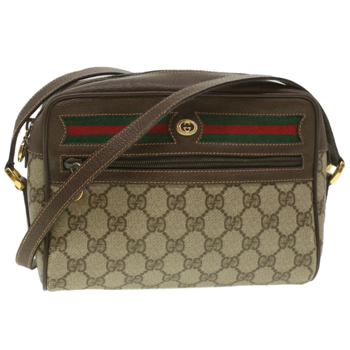 GUCCI GG Canvas Web Sherry Line Shoulder Bag Beige Red 119.02.087 ki2741