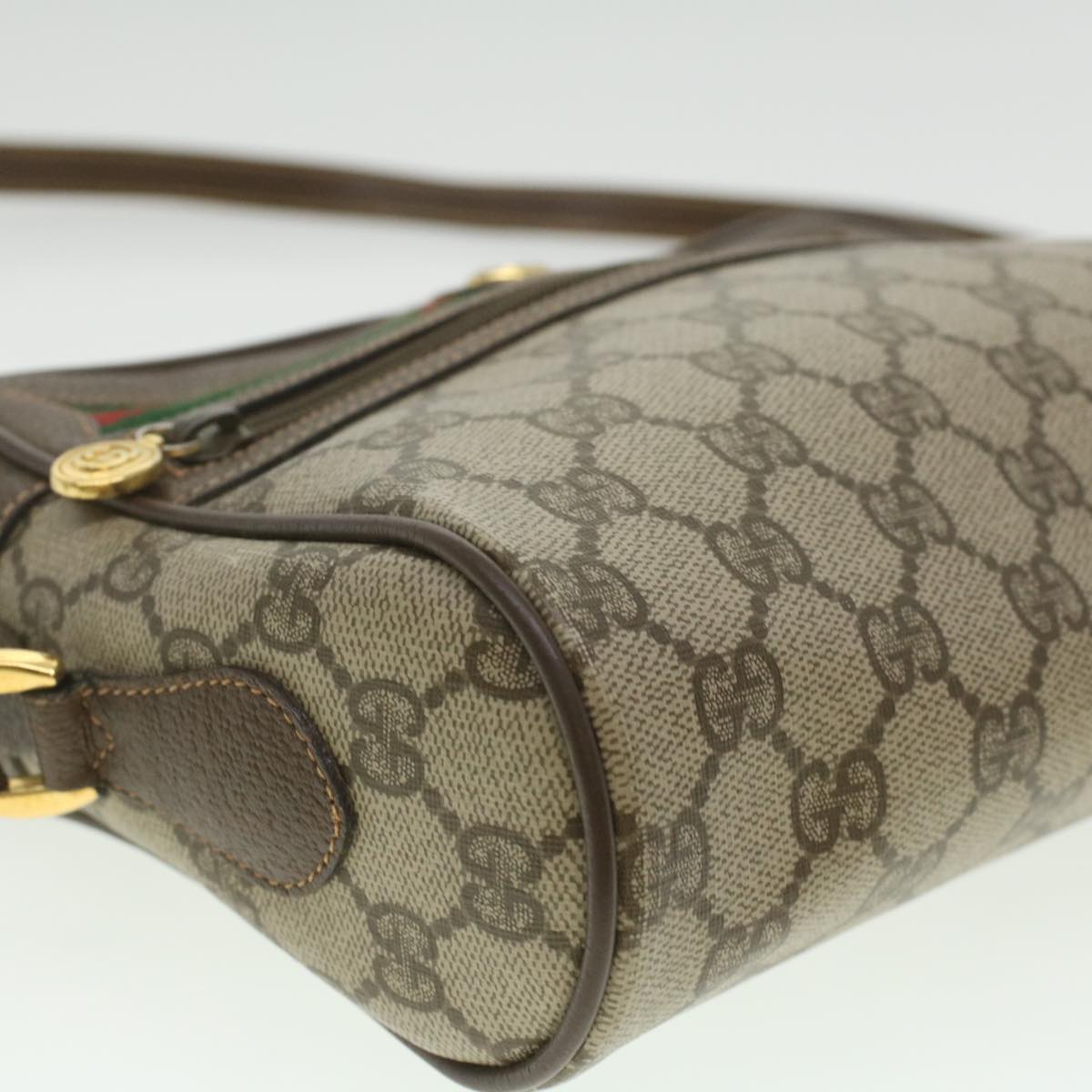 GUCCI GG Canvas Web Sherry Line Shoulder Bag Beige Red 119.02.087 ki2741