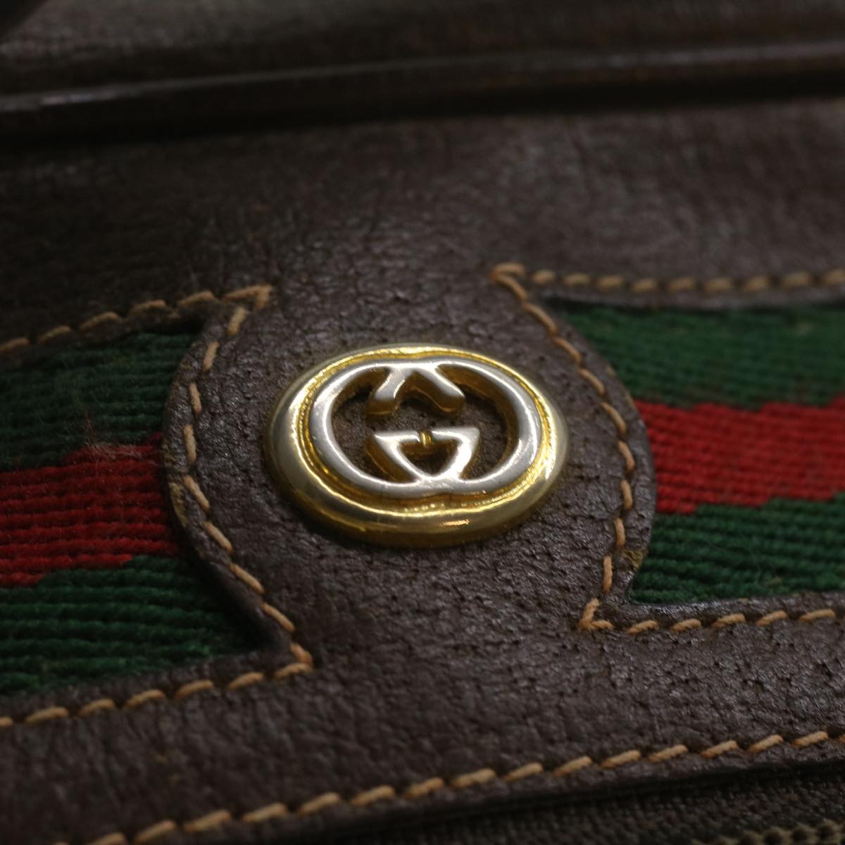 GUCCI GG Canvas Web Sherry Line Shoulder Bag Beige Red 119.02.087 ki2741