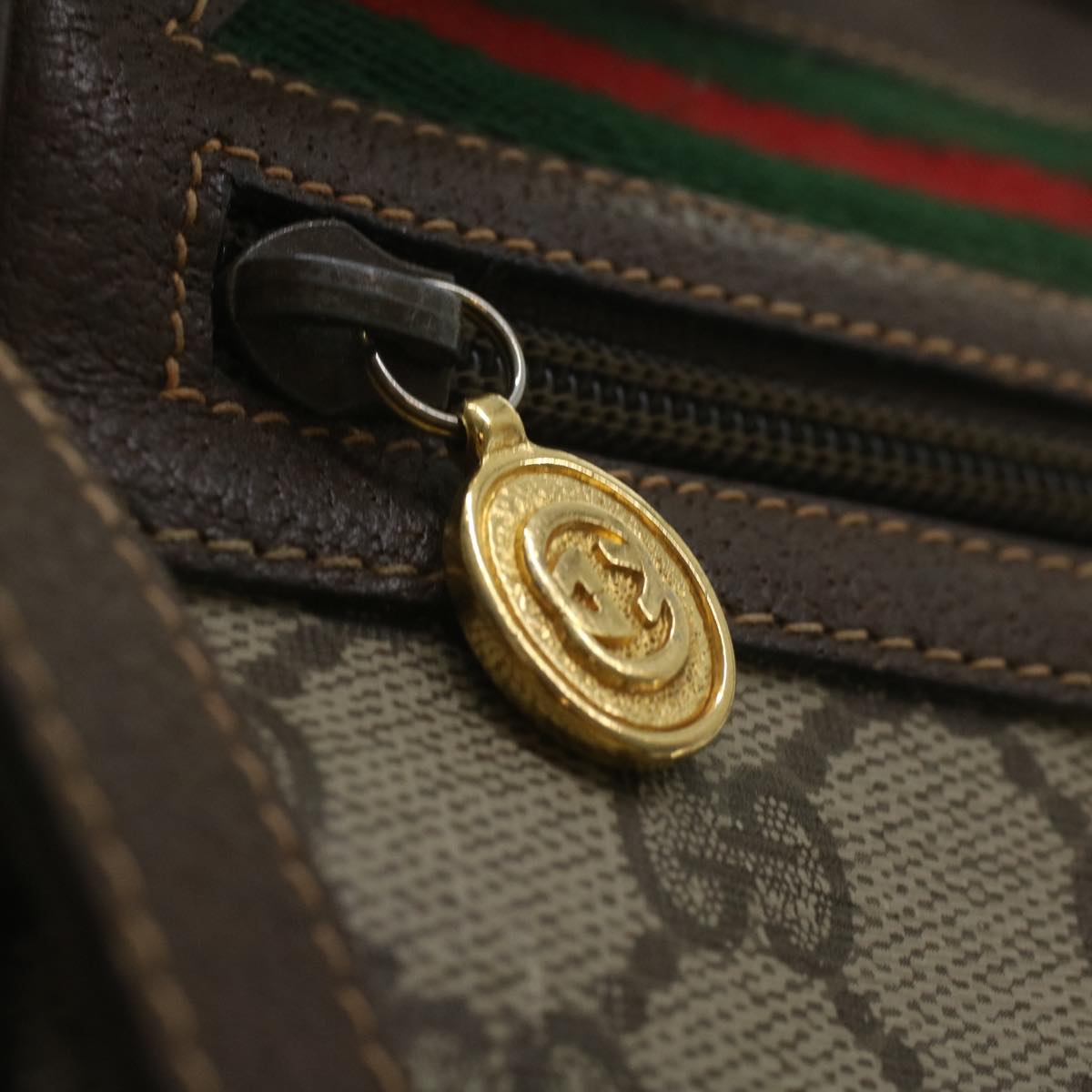 GUCCI GG Canvas Web Sherry Line Shoulder Bag Beige Red 119.02.087 ki2741
