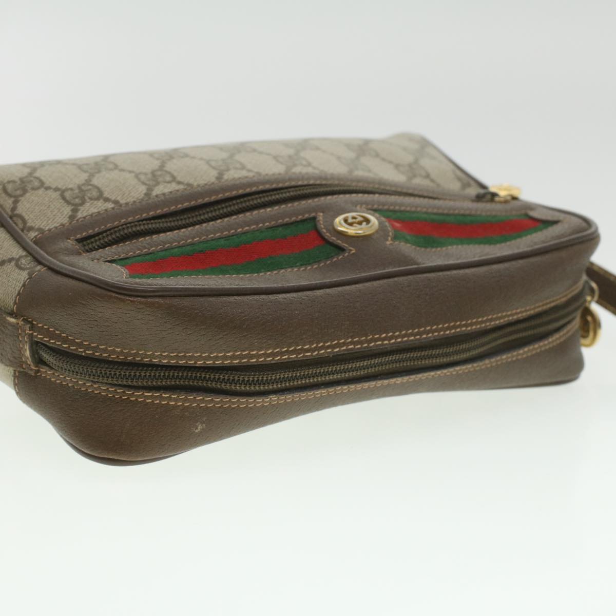 GUCCI GG Canvas Web Sherry Line Shoulder Bag Beige Red 119.02.087 ki2741