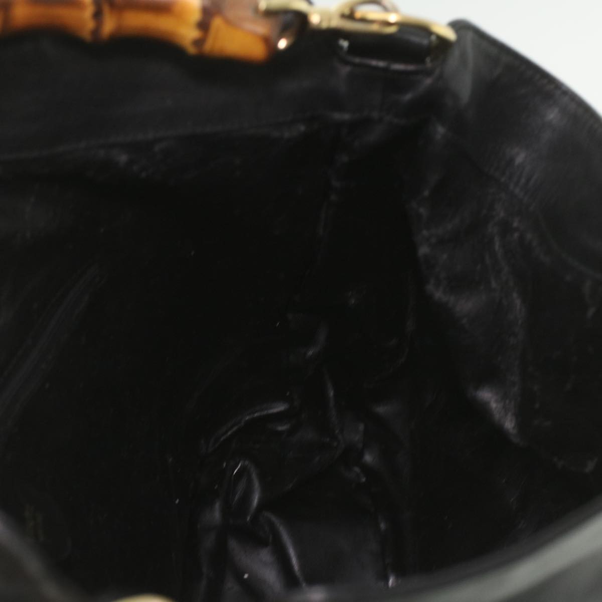 GUCCI Bamboo Shoulder Bag Leather 2way Black 001.1577.200047 ki2750