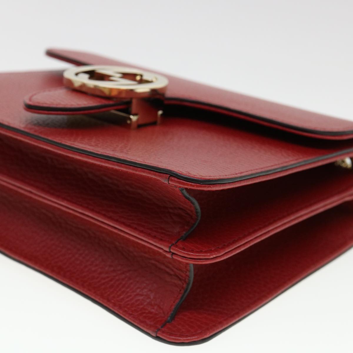 GUCCI Chain Interlocking Shoulder Bag Leather Red 510304 ki2778
