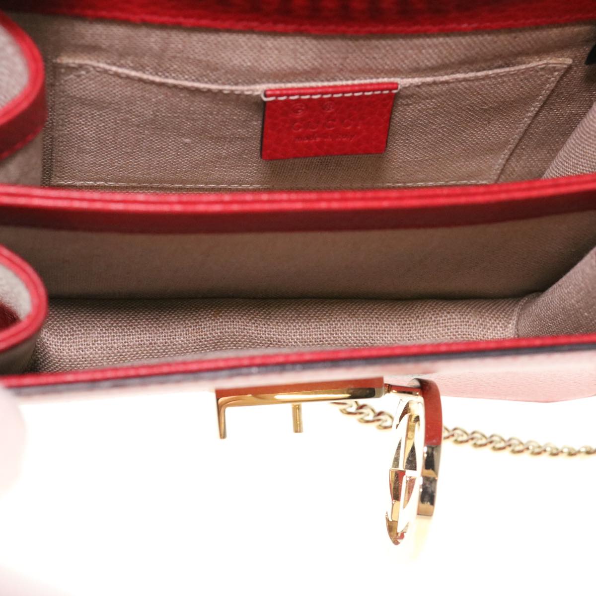 GUCCI Chain Interlocking Shoulder Bag Leather Red 510304 ki2778