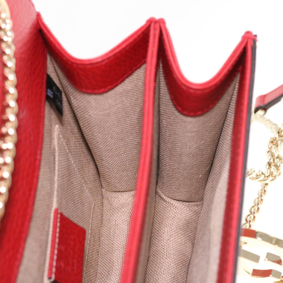 GUCCI Chain Interlocking Shoulder Bag Leather Red 510304 ki2778