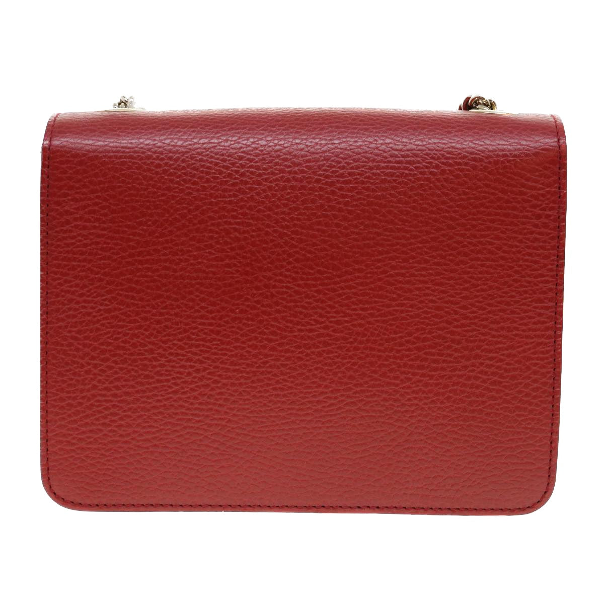 GUCCI Chain Interlocking Shoulder Bag Leather Red 510304 ki2778