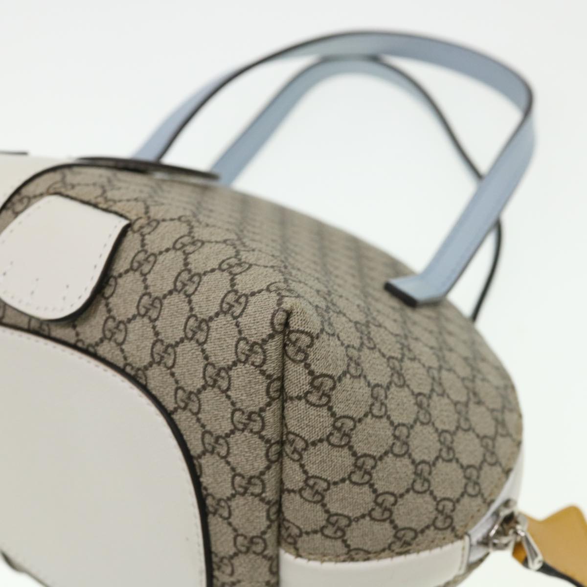 GUCCI GG Canvas Bear Hand Bag PVC Leather Beige ki2797