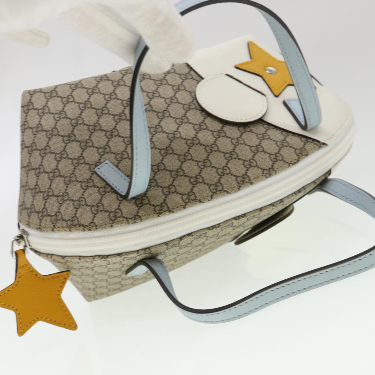 GUCCI GG Canvas Bear Hand Bag PVC Leather Beige ki2797