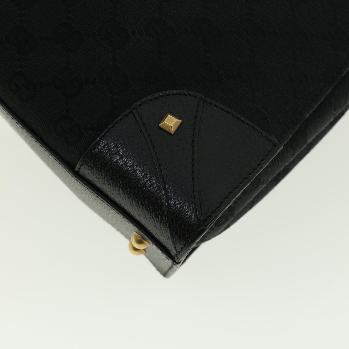 GUCCI GG Canvas Studs Hand Bag Black 120895 ki2824